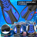 IEEILULU Kit de Snorkel para Adultos (7 Piezas), Máscara Antivaho, Aletas Ajustables, con Bolsa, Azul, Talla S/M